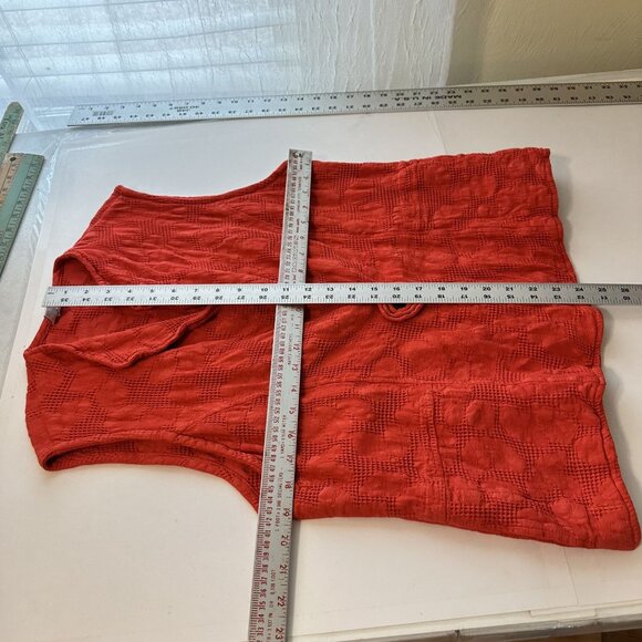 Handmade Eucalyptus Womens Sleeveless Orange Coral Vest Small Cotton Layering - Picture 4 of 8